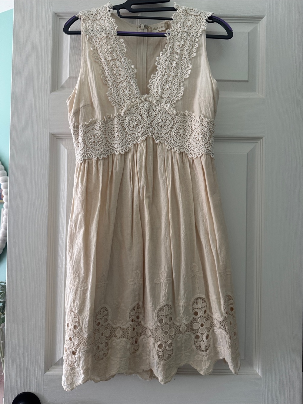 Altar'd State Cream Lace-Trim Sundress